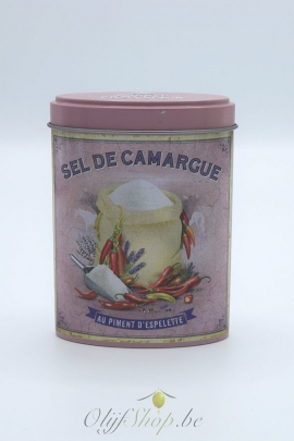 Camargue zout met Espelette in retro blikje