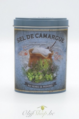 Camargue zout met Provence kruiden in retro blikje